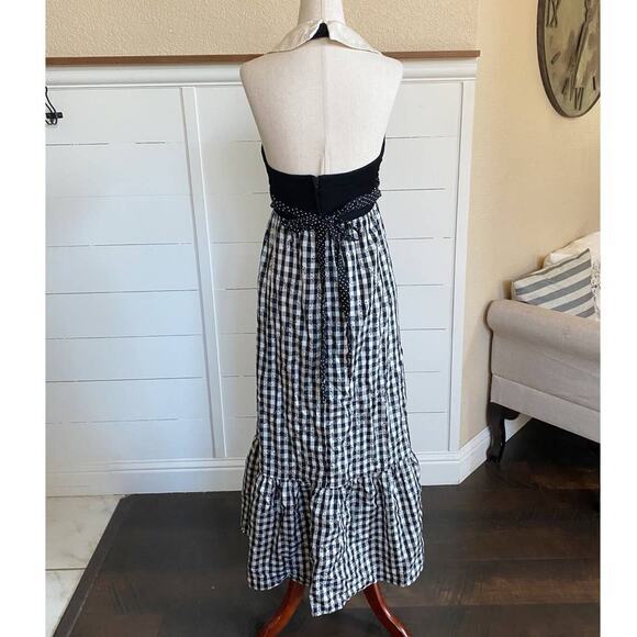 VTG Young Edwardian Arpeja Black & White Gingham Maxi Dress 7 - Picture 3 of 13